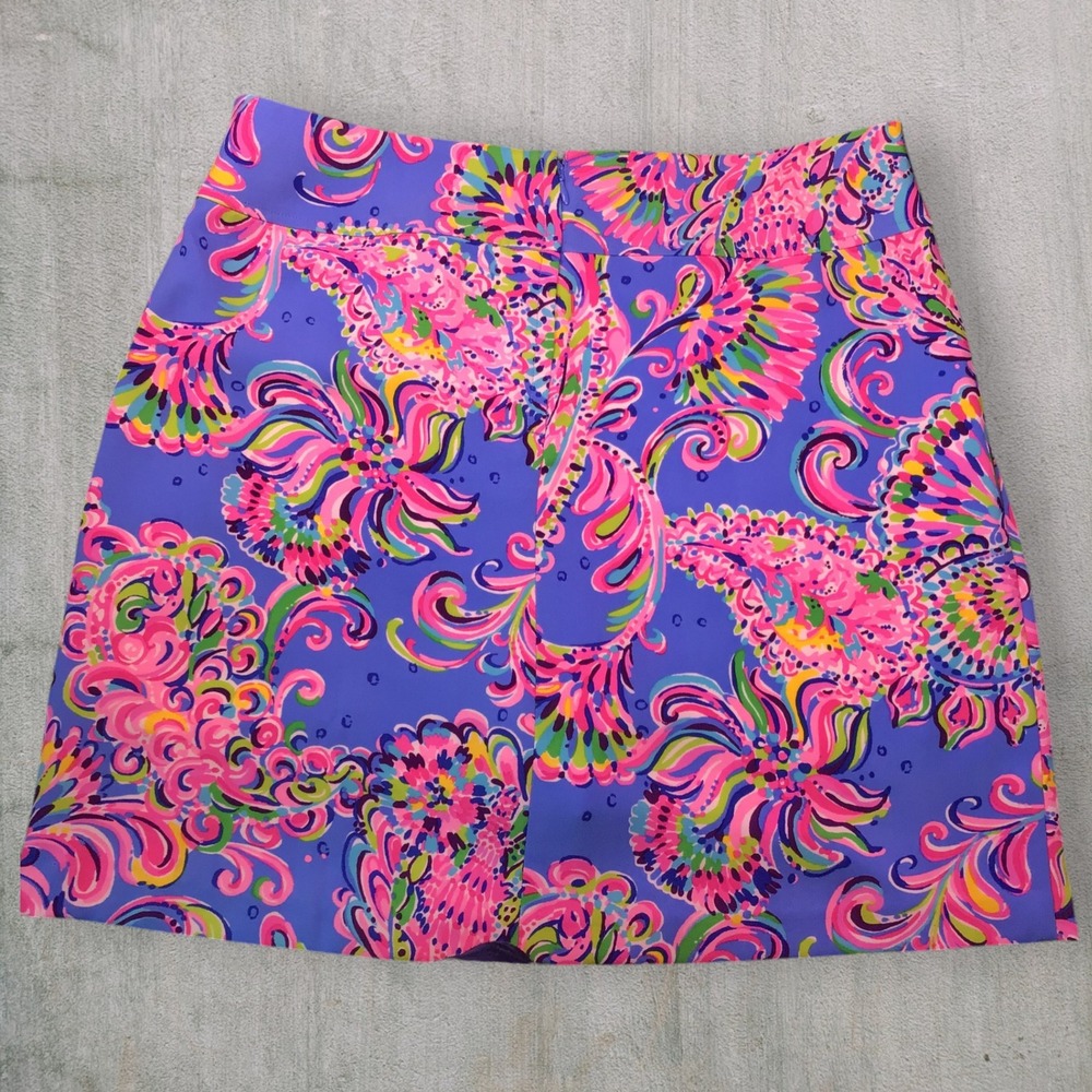 NWT Lilly Pulitzer Jonas Skort Mermaid Grotto Blue Pink Paisley Skort Size 12 - Picture 2 of 10